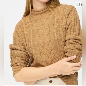 J. Crew Cable Knit Turtleneck Sweater - Brown